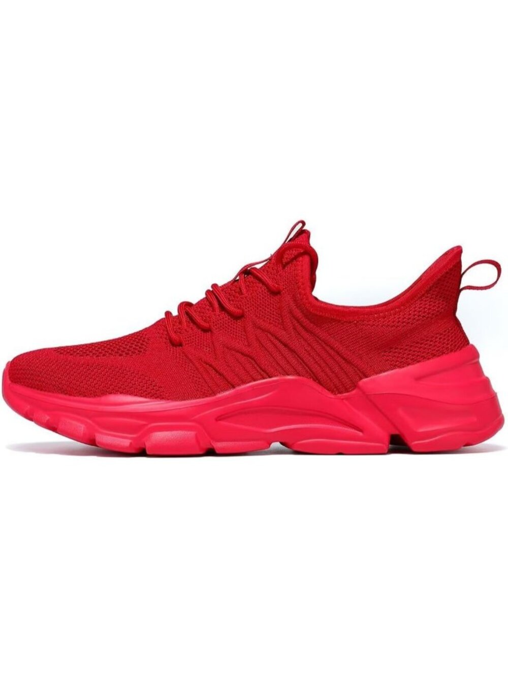 Men's Red Rubber Non Slip Breathable Lightweight Fashion Athletic Sneakers - Picture 2 of 7